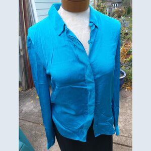 Blouse: Silk blend, azure blue. Size small - by Elie Tahari.